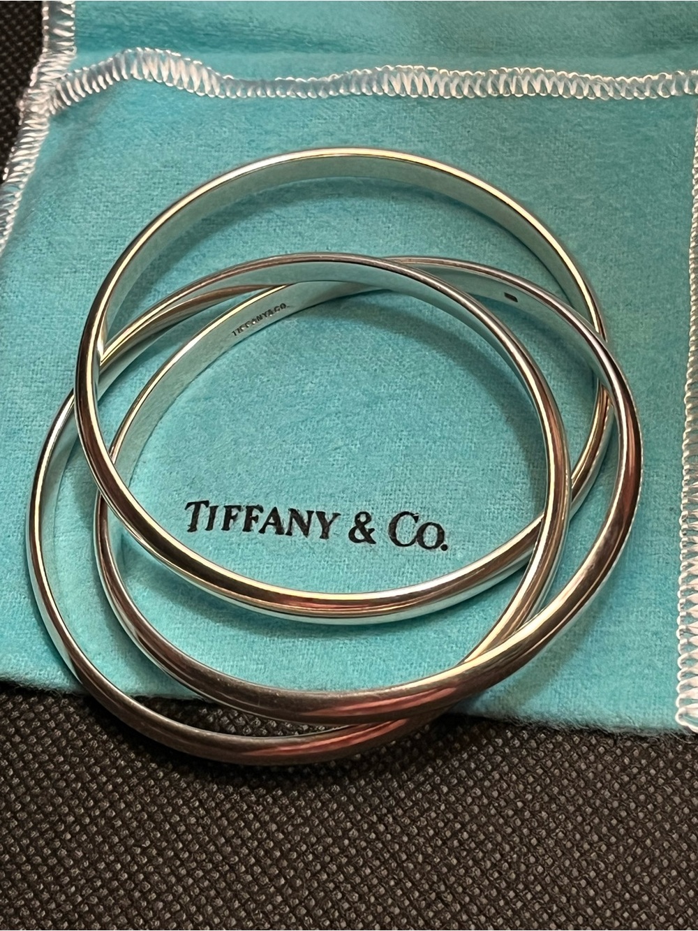 Tiffany & Co. Silver Interlocking Bangle Bracelet Trio